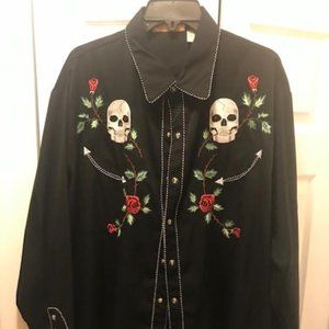 Scully Skull and Roses Vintage western shirt